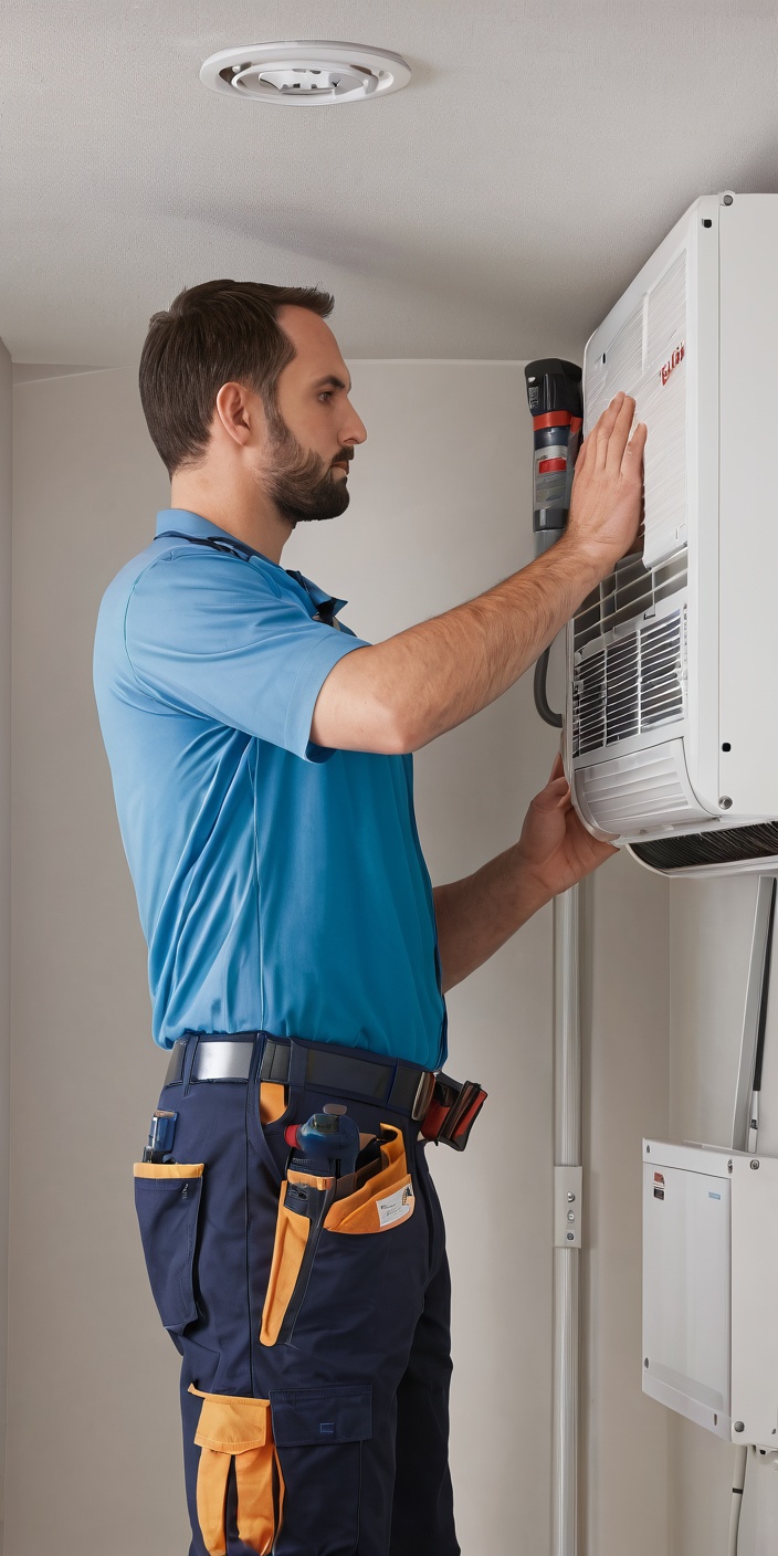 Technician servicing an air conditioner